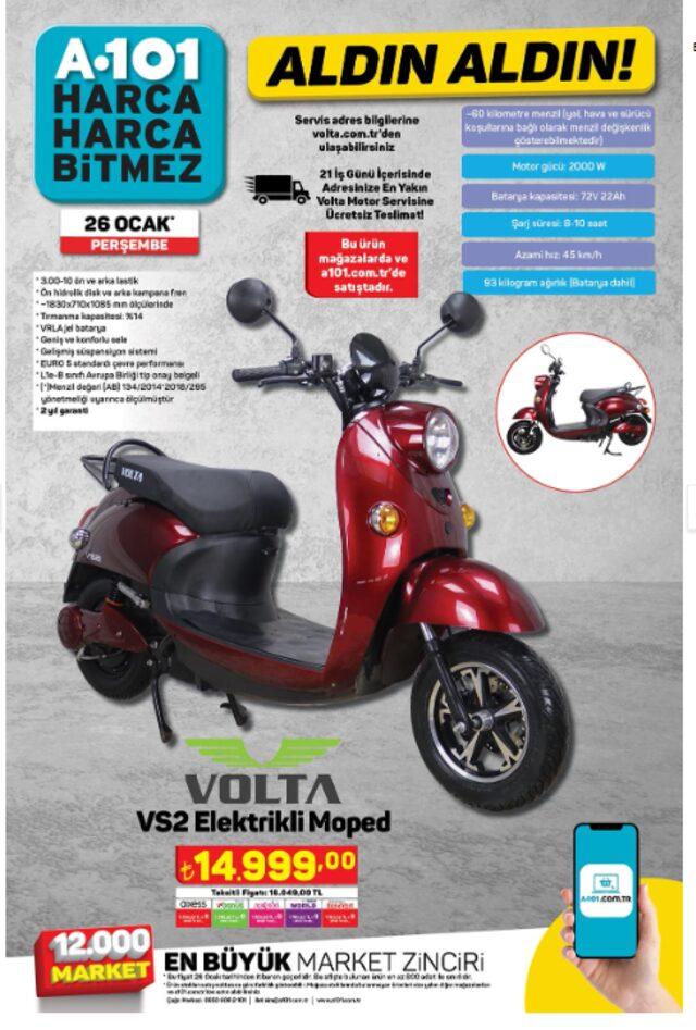 A101 26 Ocak Aldın Aldın kataloğu: Elektrikli Moped 14.999 TL! Gıda ve tekstilde kaçırılmayacak fırsatlar!