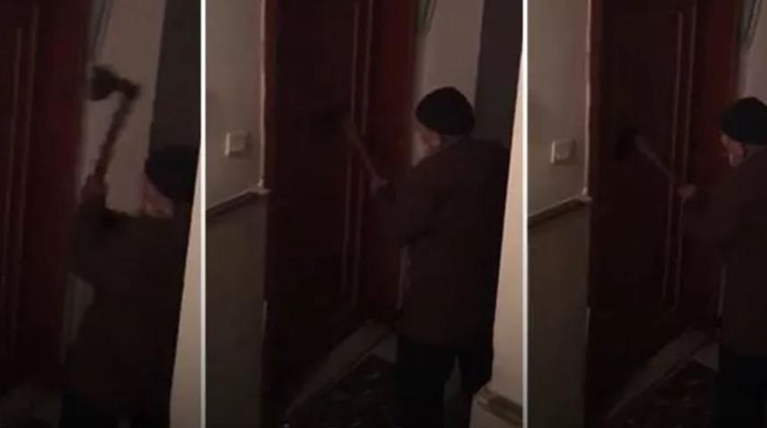Ev sahibi, kiracısının kapısını baltayla parçalamıştı! Savunması şaşkına çevirdi
