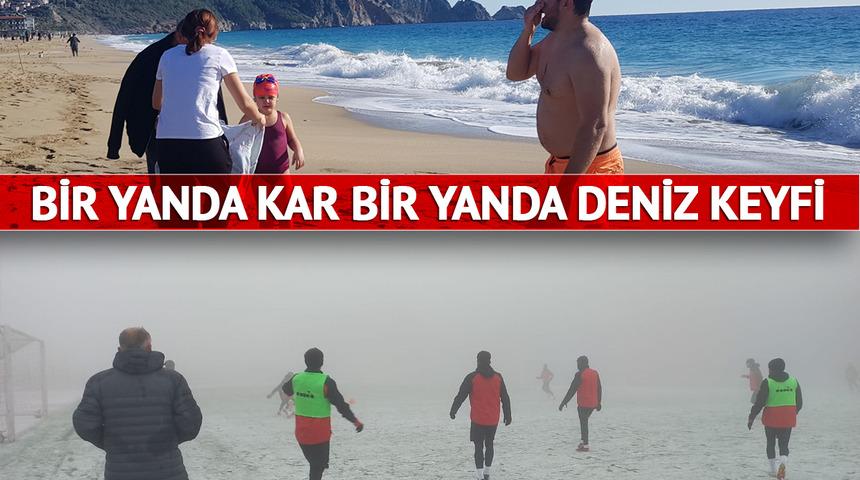 Bir bir kar haberleri gelirken... İki fotoğraf da 2 Şubat 2023'te çekildi! Bir yanda kara kış diğer yanda deniz keyfi