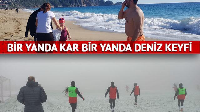 Bir bir kar haberleri gelirken... İki fotoğraf da 2 Şubat 2023'te çekildi! Bir yanda kara kış diğer yanda deniz keyfi