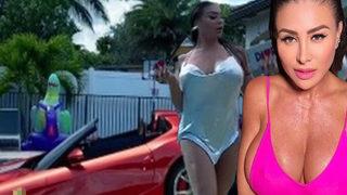 Sosyal medya fenomeni Francia James, lüks spor arabasıyla şov yaptı! Sırılsıklam havuzdan çıkıp hiçbir şey olmamış gibi yürüdü