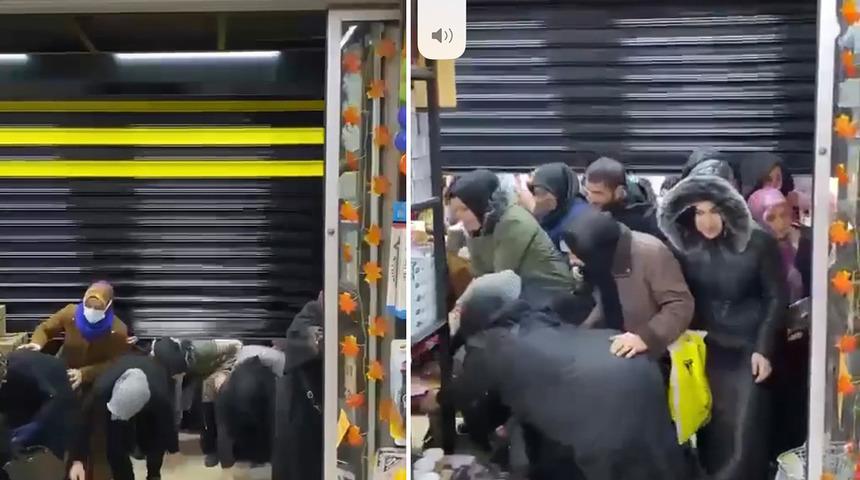 Mağaza açılışında izdiham! Ucuz ürün için birbirlerini ezdiler