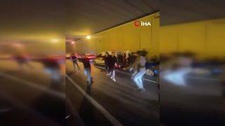 E-5'te şaşırtan görüntüler! Yol kesip çiftetelli oynadılar