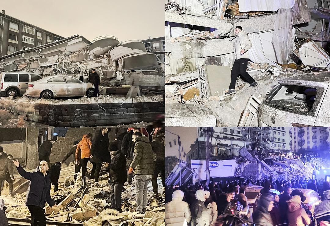 T&uuml;rkiye, Kahramanmaraş'ta meydana gelen 7,4 b&uuml;y&uuml;kl&uuml;ğ&uuml;ndeki deprem ile sarsıldı! İşte olay yerinden gelen ilk fotoğraflar