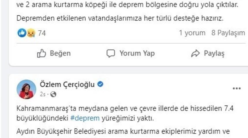 Aydın Büyükşehir ekipleri deprem bölgesine hareket etti