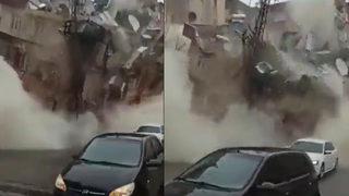 Artçı sarsıntıyla yıkılan ev anbean kamerada! Bir anda oldu, her yeri toz bulutu kapladı: İçeride insanlar vardı! 