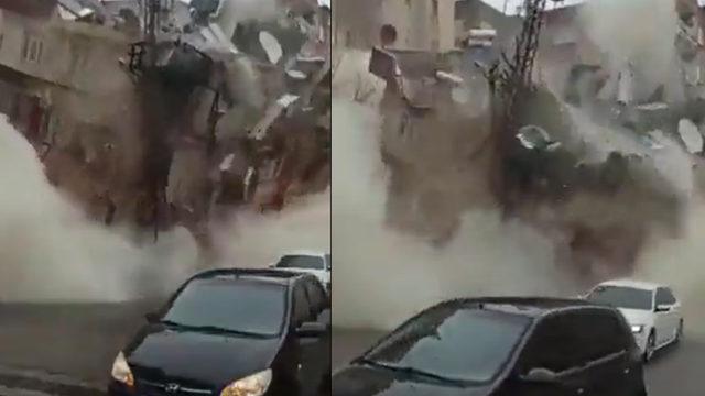 Artçı sarsıntıyla yıkılan ev anbean kamerada! Bir anda oldu, her yeri toz bulutu kapladı: İçeride insanlar vardı! 