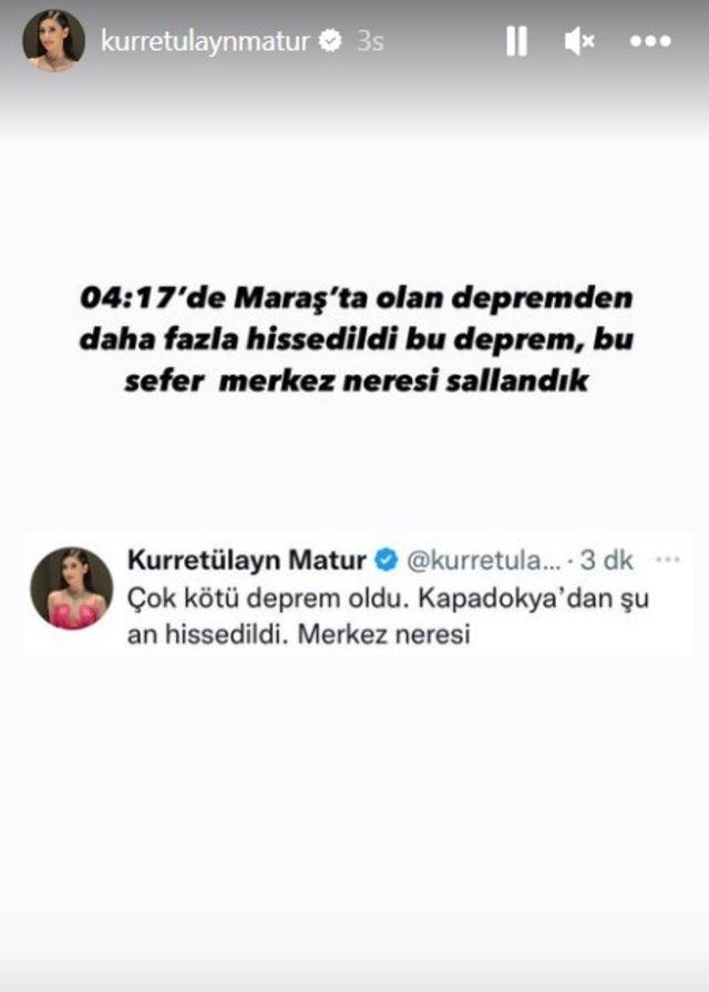 Semih Öztürk'ün eski eşi Kurttetülayn Matur da depremi yaşadı! 'Maraş'takinden daha fazla...'
