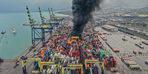 MSB duyurdu! Depremden sonra yanmaya başlayan İskenderun Limanı söndürüldü