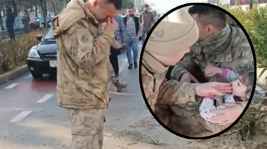 Büyük yıkımın ardından Minik Ayla'yı kurtaran komutan gözyaşlarına boğuldu! "Okula gideceğim diyor ya..."