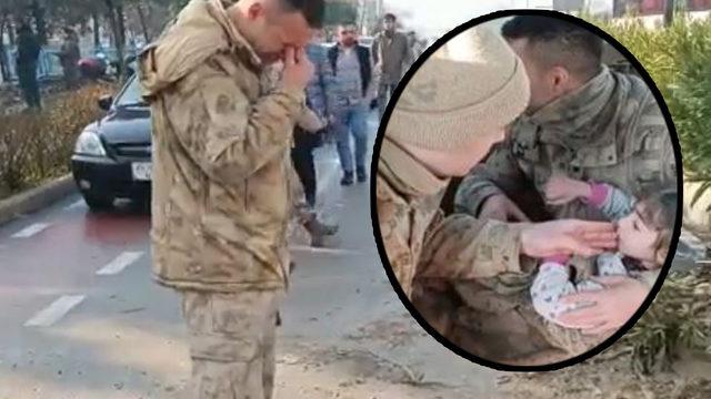 Büyük yıkımın ardından Minik Ayla'yı kurtaran komutan gözyaşlarına boğuldu! Okula gideceğim diyor ya...