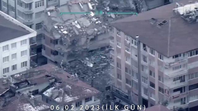 Deprem bölgesindeki yıkım Bayraktar AKINCI kamerasıyla görüntülendi! Çok sayıda insansız hava aracı bölgede uçuyor