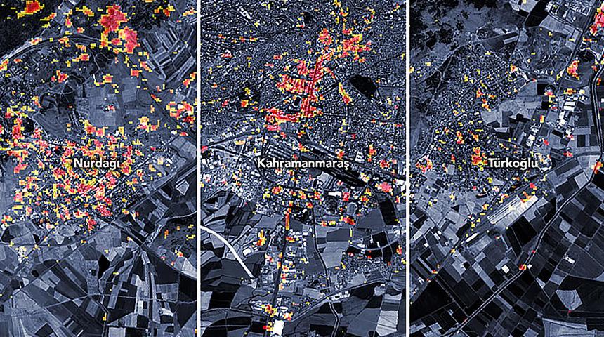 NASA, 3 bölgedeki deprem hasarını gösteren haritayı yayınladı! 'San Francisco’yu yıkan deprem ile benzer'