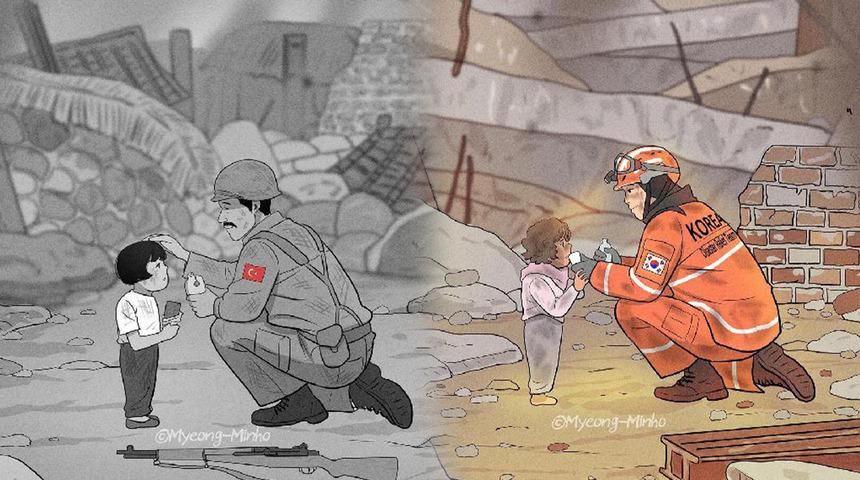 Güney Koreli çizerden anlamlı mesaj! Kore Savaşı’ndaki Türk askerlerinin desteğini hatırlattı... “Umarım kalbim kadar kırılmaz”