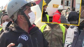 Hatay'da röportaj esnasında artçı deprem paniği! Böyle görüntülendi