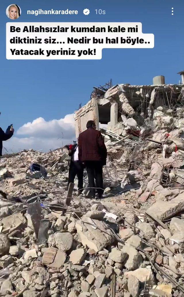 Survivor Nagihan Karadere deprem bölgesinden paylaştı! 'Allahsızlar yatacak yeriniz yok!'