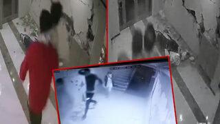 Görüntüler Adana'dan... Duvarlar patladı, sıvalar döküldü! Çocuklarını kucaklayıp kendilerini dışarıya attılar