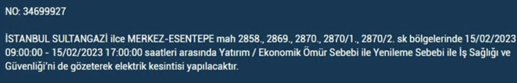 İstanbul'da büyük elektrik kesintisi: İstanbullular dikkat saatlerce gelmeyecek: İşte 15 Şubat 2023 elektrik kesintisi listesi! G3