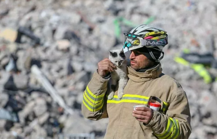 Göçük altından kurtardığı kediyi sahibi çıkmayınca sahiplendi! Bir an olsun yanından ayrılmıyor...‘Enkaz emin ellerde’ G1