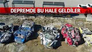 Milyonluk arabalar bu hale geldi! Özellikle bir tanesi... Depremde top şeklini alan araç herkesi şaşkına çevirdi