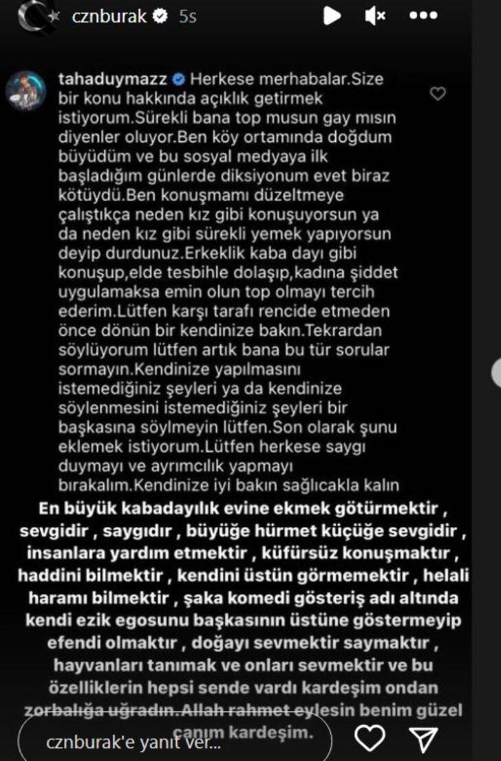 Depremde hayatını kaybeden Taha Duymaz'ın 'Top musun gay misin?' sorusuna verdiği yanıt yeniden gündemde! CZN Burak'ın paylaşımı dikkat çekti G5