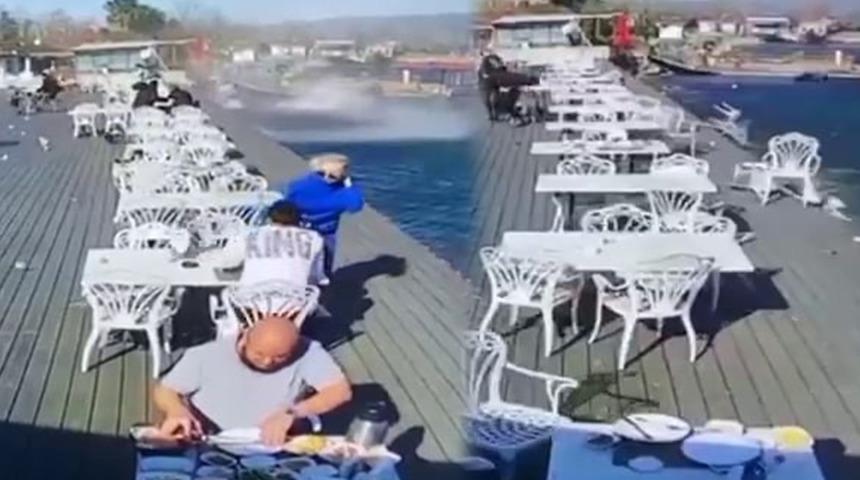 Göl kenarında korku dolu anlar! Rüzgar ortalığı savaş alanına çevirdi... Herkes yerinden fırladı