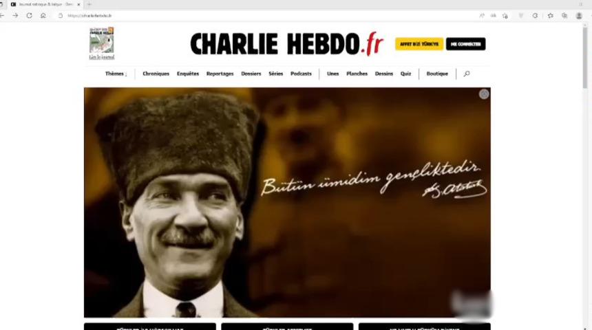 Depremle alay ettiği skandal karikatür tepki çekmişti! Charlie Hebdo hack'lendi: "Türk genciyim hiçbirinizden korkum yok"