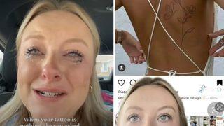 Dövmesinin istediği modelden farklı olduğunu görünce ağlama krizine girdi