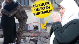 Bu küçük delikten kurtarıldı! Kendisini kurtaran özel harekat polisine sarılıp ağladı... Enkazı gözyaşlarıyla izledi