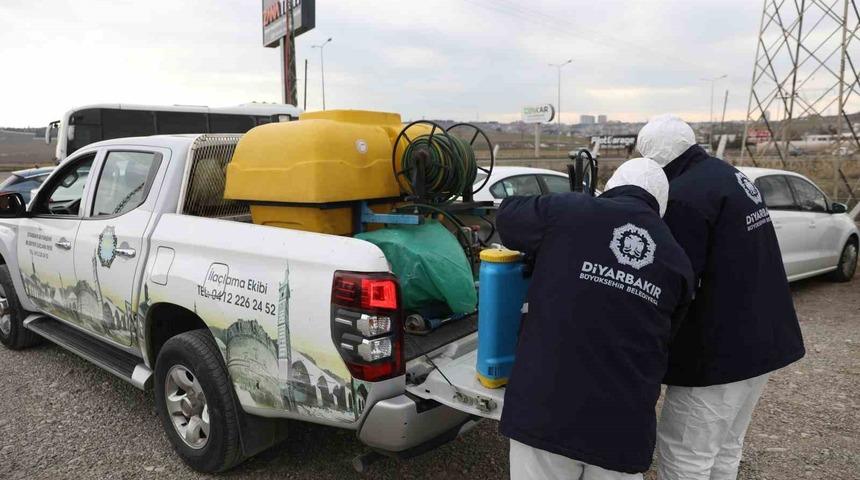 Diyarbakır’da çadır kent dezenfekte edildi