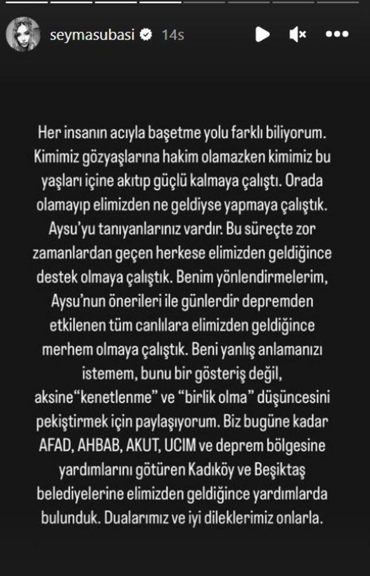 Şeyma Subaşı'ya deprem sonrası tepki yağmıştı! Açıklama yaptı: Sorumlulardan hesap sorulmalı G4