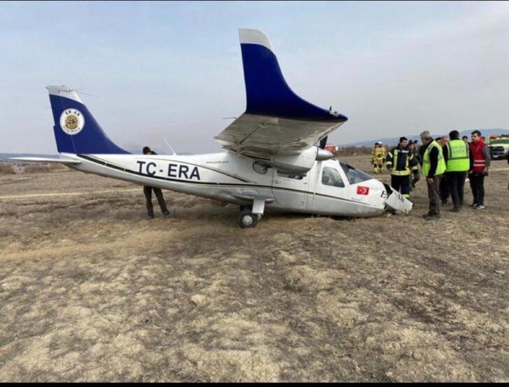 Isparta'da motoru bozulan eğitim uçağı zorunlu iniş yaptı! Pilot ve uçuş öğrencisi yaralandı