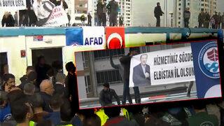 Son dakika: Cumhurbaşkanı Erdoğan ittifak ortaklarıyla Elbistan'da! Konteyner ziyaretindeki o pankart dikkat çekti...