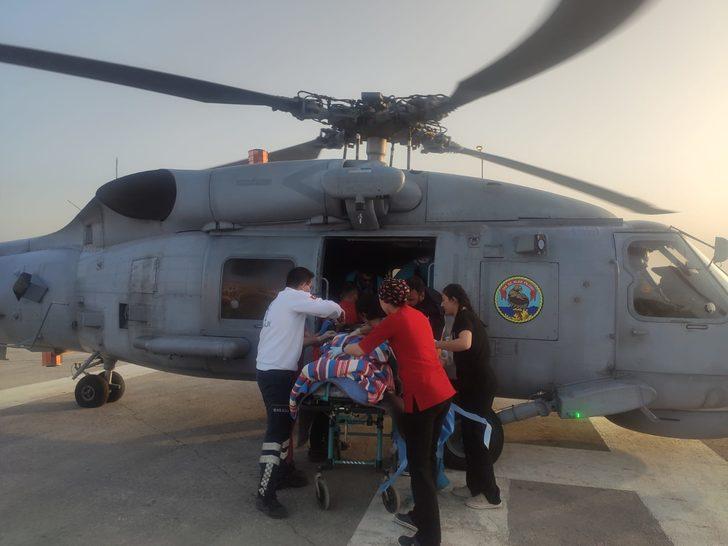 Hatay'da tedavi gören bir kişi TSK helikopteriyle Adana'ya nakledildi