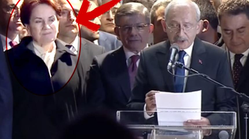 Kılıçdaroğlu'nun konuşması sırasında Meral Akşener'in görüntüleri sosyal medyada gündem oldu! Yavaş ve İmamoğlu hamlesi sonrası masaya geri dönmüştü...