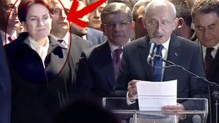 Kılıçdaroğlu'nun konuşması sırasında Meral Akşener'in görüntüleri sosyal medyada gündem oldu! Yavaş ve İmamoğlu hamlesi sonrası masaya geri dönmüştü...