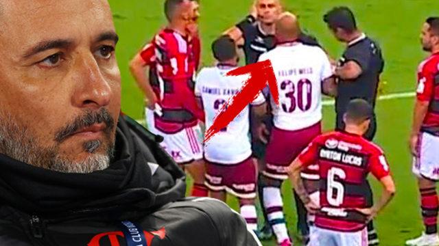 Fluminense'de forma giyen Felipe Melo gördüğü kırmızı kart sonrası çıldırdı! Zor sakinleşti...