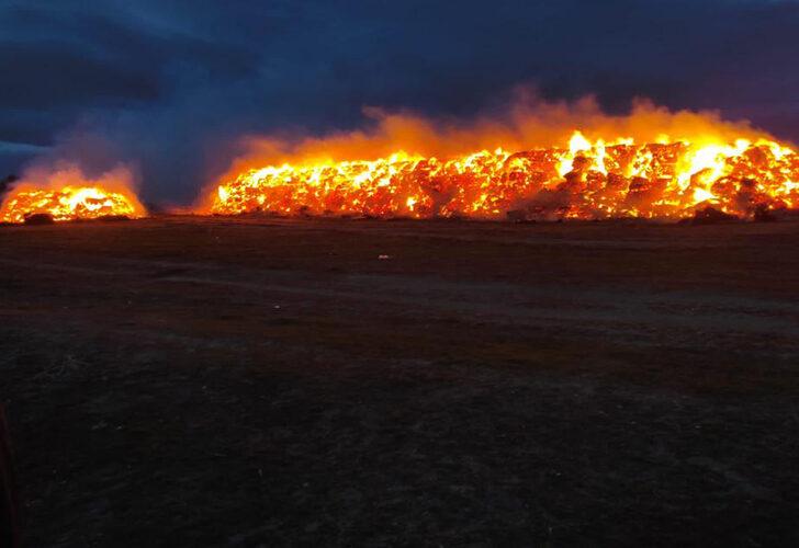 Konya'da korkutan yangın! 2 bin fiğ ve 800 ton yonca balyası kül oldu
