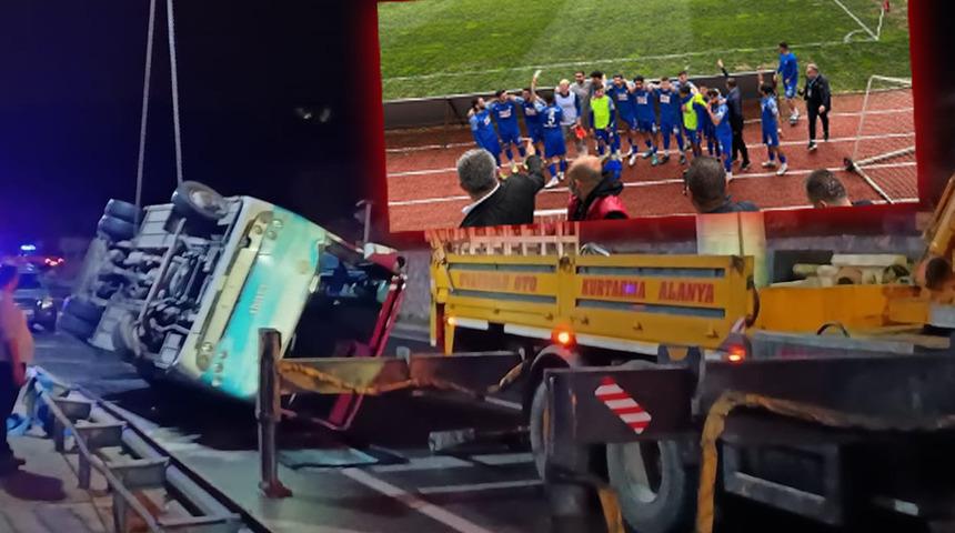 Ofspor deplasmanı dönüşü Alanya Kestelspor takımını taşıyan otobüs trafik kazası geçirdi! İki futbolcunun durumu ağır
