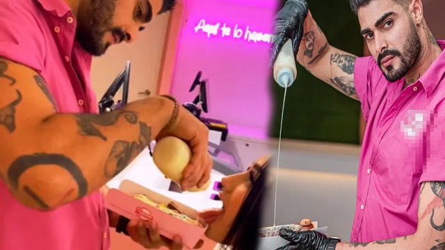 Böyle dondurmacı ne görüldü ne duyuldu! Cinsel organ şeklinde dondurma yapıyor... Yetmiyor yarı çıplak müşterilerine krema döküyor