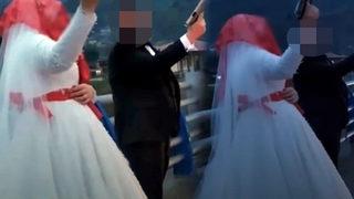 Düğün konvoyunda skandal görüntü! Gelin ve damat 'pes' dedirtti...