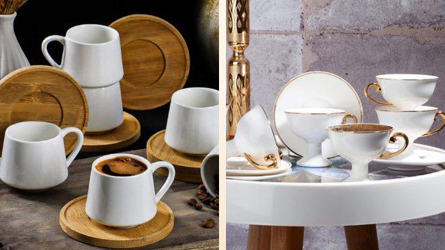 Sunum yapmayı sevenler için birbirinden şık kahve fincanları ve su takımları