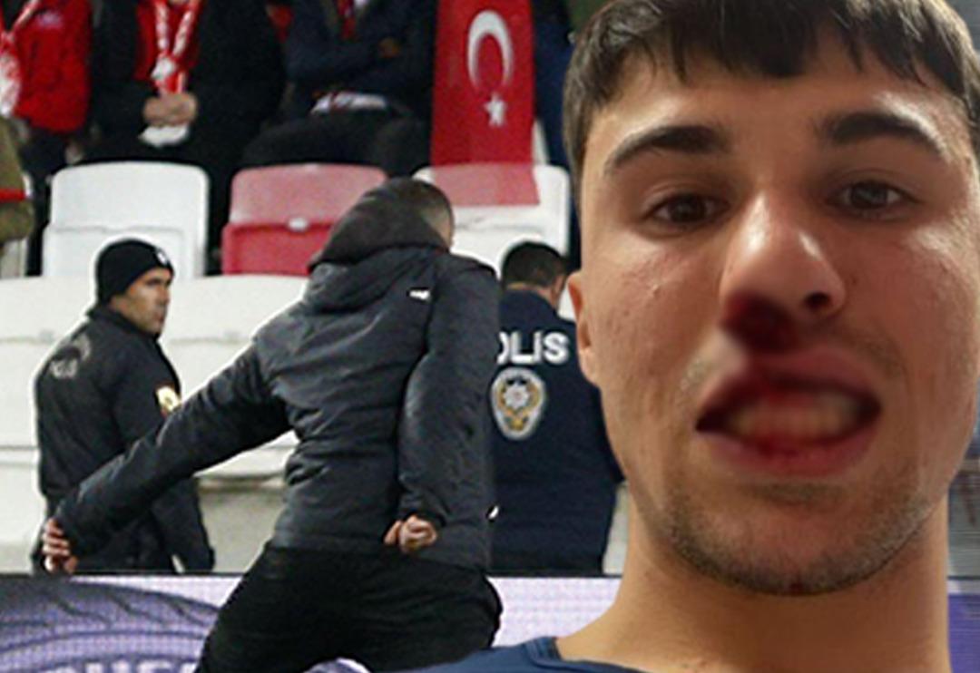 Sivas'ta skandal gece! Sahaya atlayan taraftar rakibin burnunu kırdı... "Tiksiniyorum"