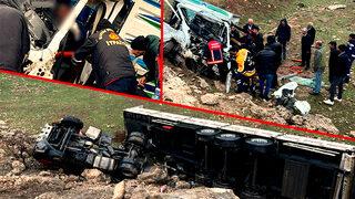Mardin'de korkunç kaza! TIR ile kamyonet kafa kafaya çarpıştı: 1 ölü, 7 yaralı