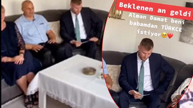 Alman damat kız isteme töreninde zor anlar yaşadı! Elindeki kağıttan kopya çekerek kızı istedi