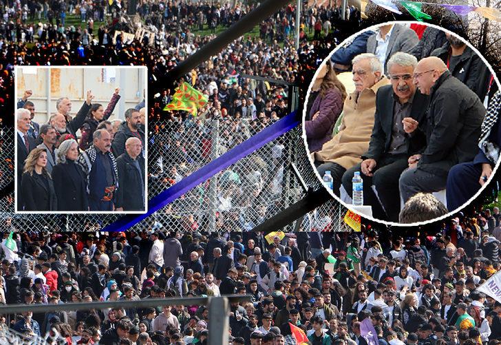 Öcalan sloganları attılar, Ahmet Türk terörist elebaşı için özgürlük istedi! Diyarbakır'da HDP'nin Nevruz etkinliğinde o kıyafetlere izin verilmedi