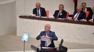 AK Partili Elitaş, kürsüde 'Man Adası' belgelerini yırttı