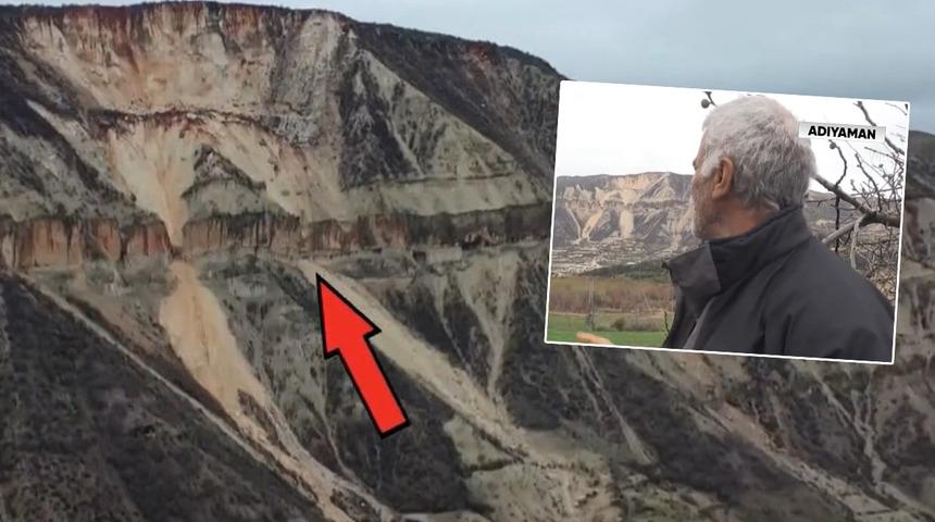 Depremle dağ yerinden oynadı! Şiddetli sarsıntıdan sonra şaşkına çeviren görüntü 'Düz dağdı deprem olunca..."