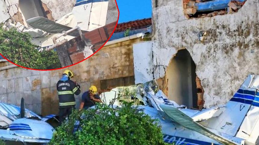 Korkunç olay! Brezilya’da uçak iki katlı evin üzerine düştü: 2 ölü 4 yaralı