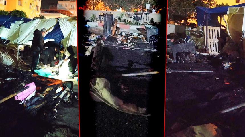 Depremzede ailenin kaldığı çadırda gece yarısı korkutan yangın! Kardeşlerin durumu ağır